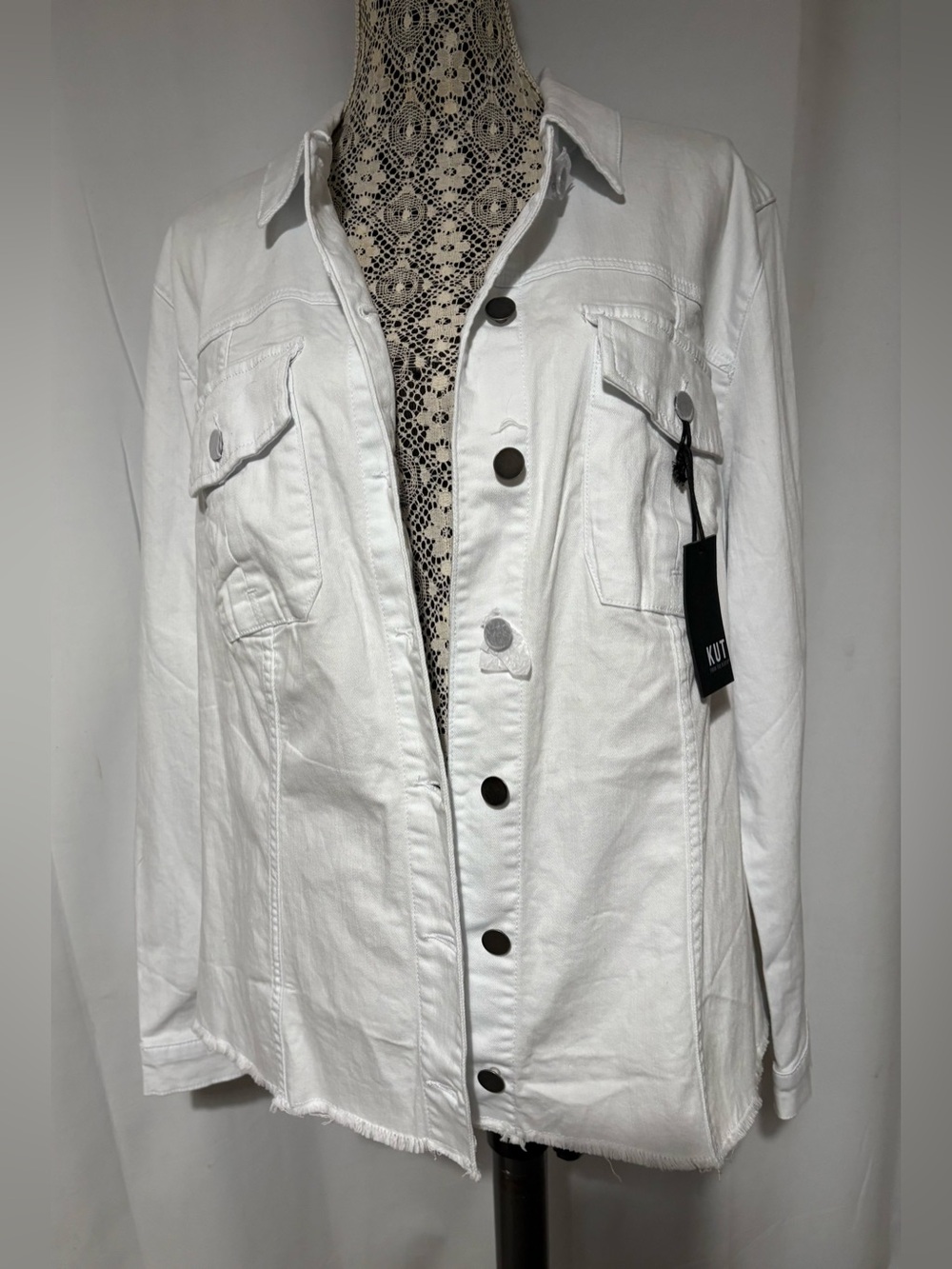 Kut From The Kloth Jacket Plus Sz 2X Spring Summer White Denim Basic White